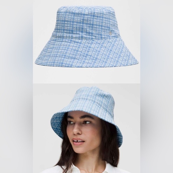 Lululemon Seersucker Chkrd Wide brim Bucket Blister Chk Ocean Air Pool Party NWT main image 4